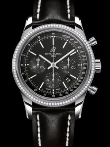 百年灵越洋计时腕表系列AB015253/BA99黑皮带
