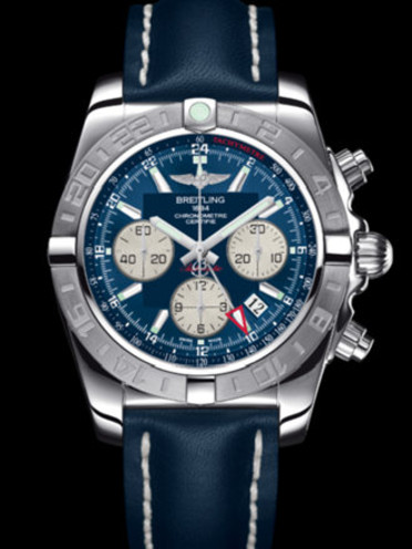 百年灵机械计时GMT终极计时腕表系列AB042011/C851蓝皮带