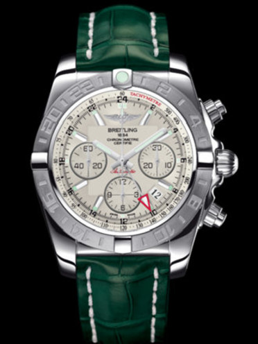 百年灵机械计时GMT终极计时腕表系列AB042011/G745绿鳄鱼皮带