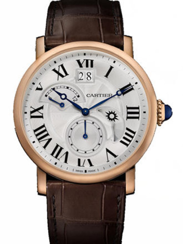卡地亚Cartier昼夜双时区玫瑰金表壳手表
